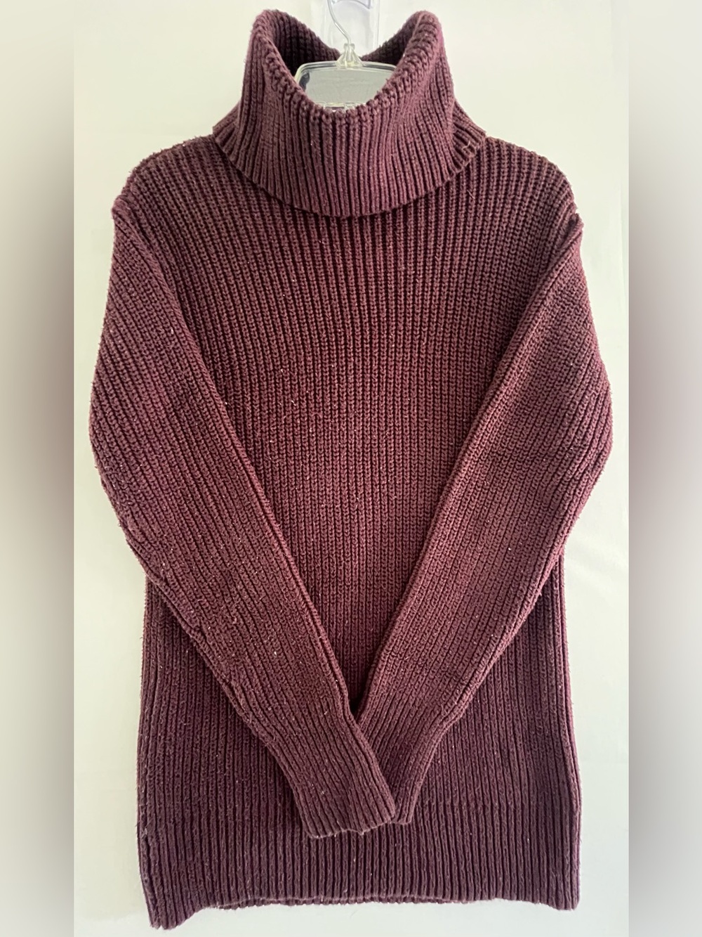 Abercrombie Fitch Womens Chunky Knit Turtleneck Sweater Burgundy Size S Classic